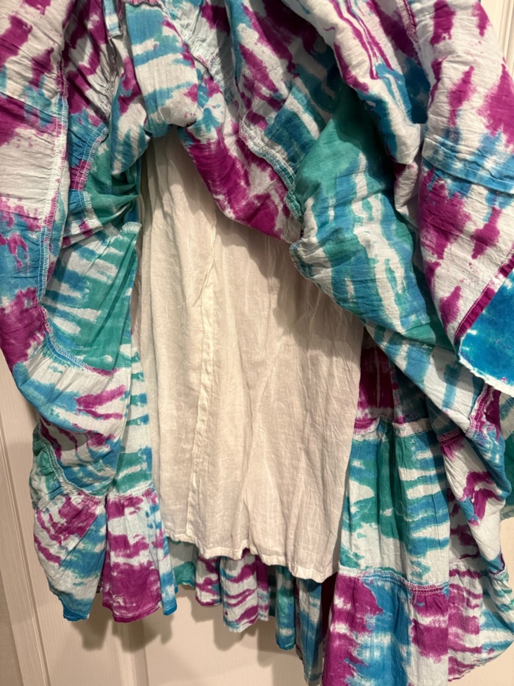 Soft Surroundings Teal, Purple & White Tie-Dye Maxi Skirt - Picture 3 of 4